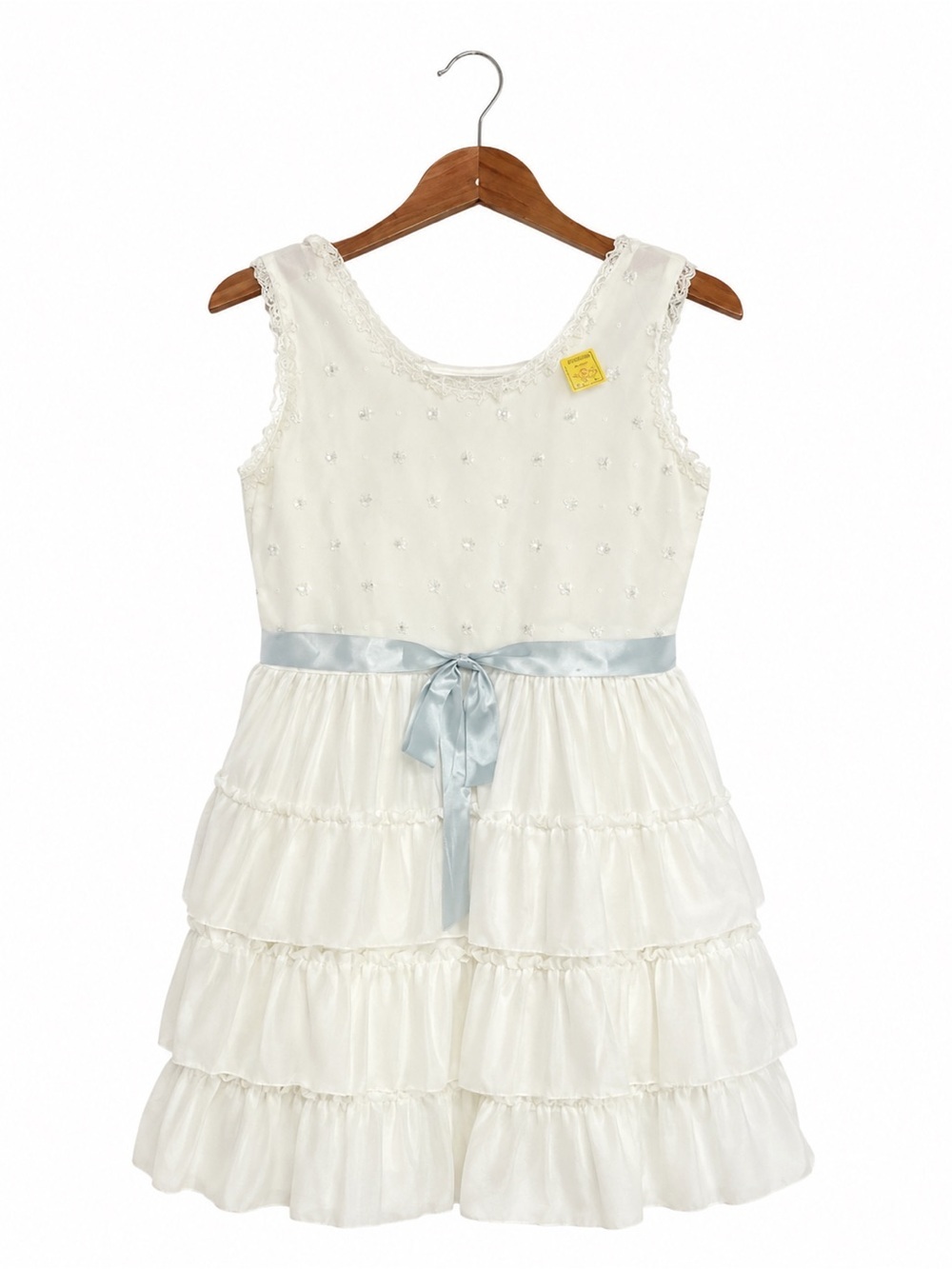 Vintage Springmaid Girls White Ruffle Dress Size 6 NWT Flower Girl Cotton